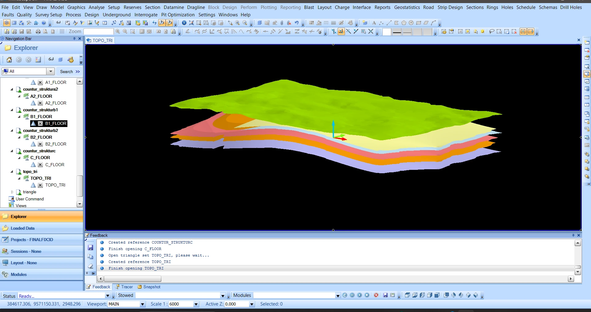 Stacked seam-floor surfaces