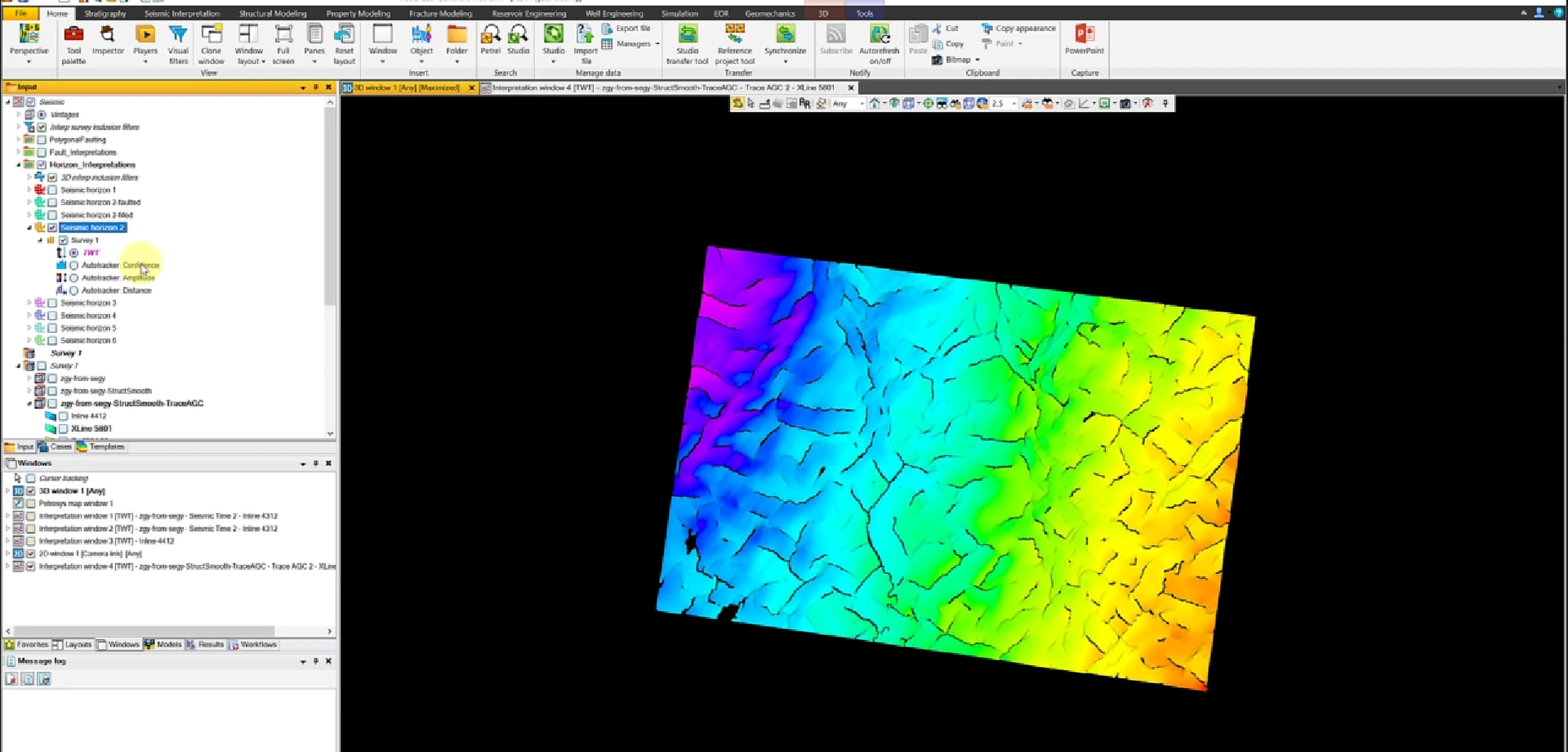 Single interpreted structural surface for morphology QC