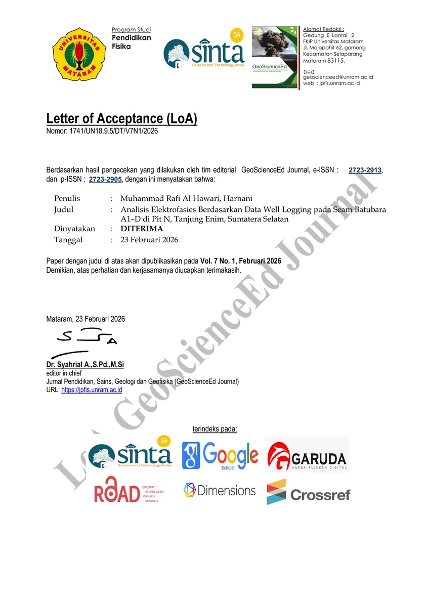 Letter of Acceptance — Original Record